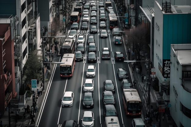 A busy street with a lot of cars on it