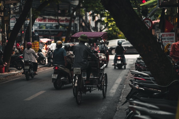 Busy streets in Hanoi Vietnam