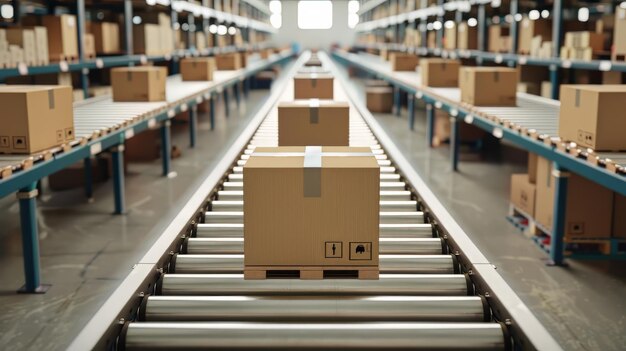 Photo busy warehouse filled with boxes