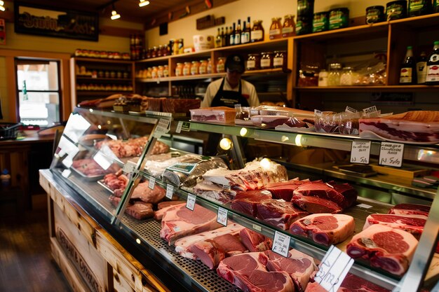 Foto bancone di esposizione della carne della macelleria xa