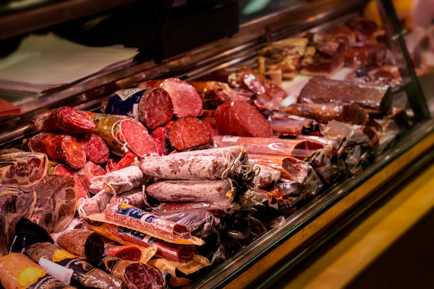 Butchery Meat and sausage products from a Spanish store