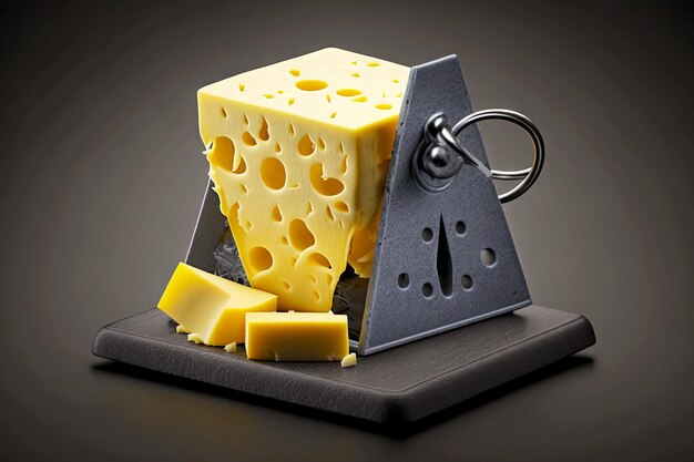 暗い灰色の背景生成 ai にネズミ捕りのバター チーズ