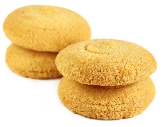 Butter cookies over white background