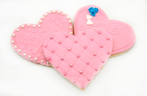 Butter Cookies with heart shaped fondant decorated