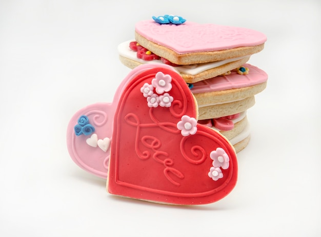 Butter Cookies with heart shaped fondant decorated