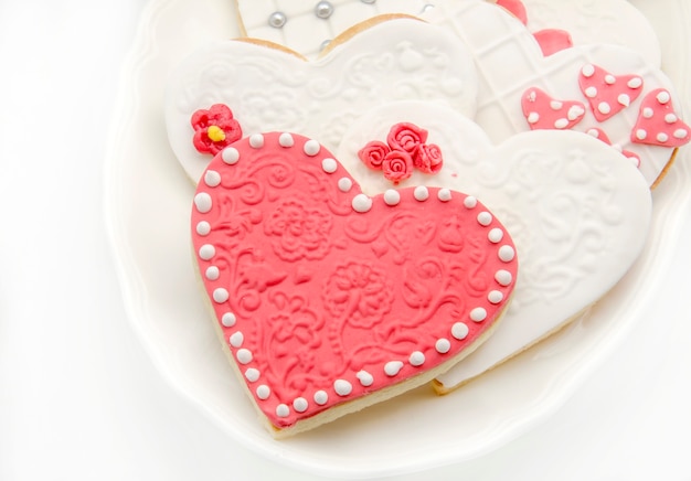 Butter Cookies with heart shaped fondant decorated