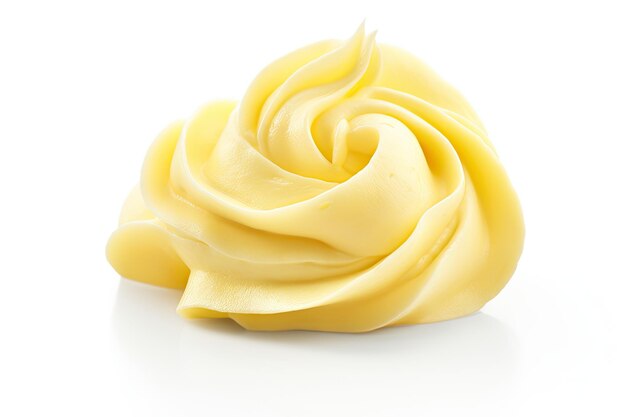 Butter curl on white background