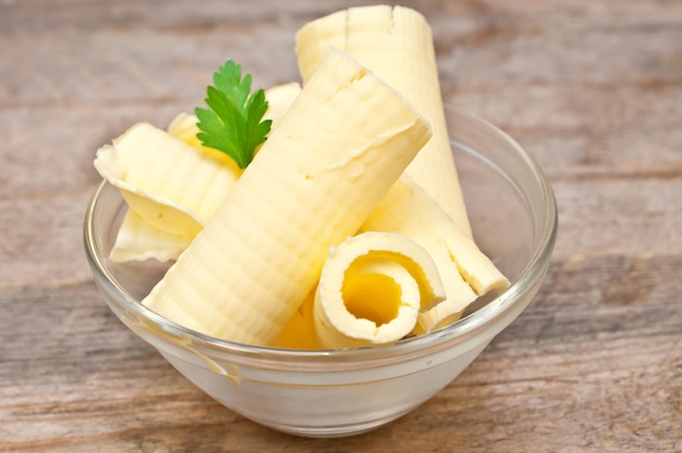 Butter in a glass dish