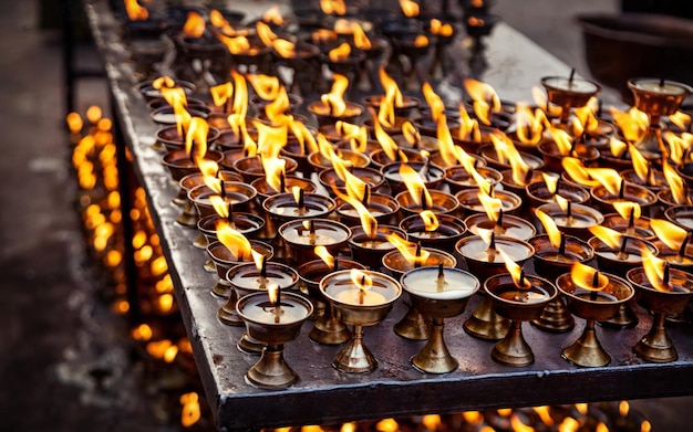 Butter lamps with flames