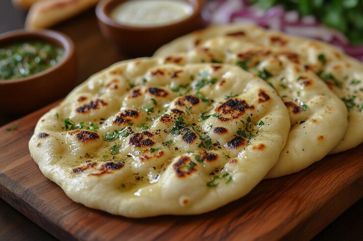 Photo butter naan with a light sprinkle of black pepper and sea salt