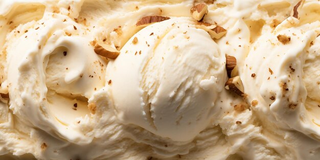 Photo butter pecan ice cream texture vanilla ice cream with pecan nuts