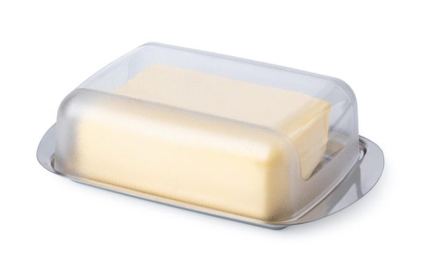Butter on silver butter dish