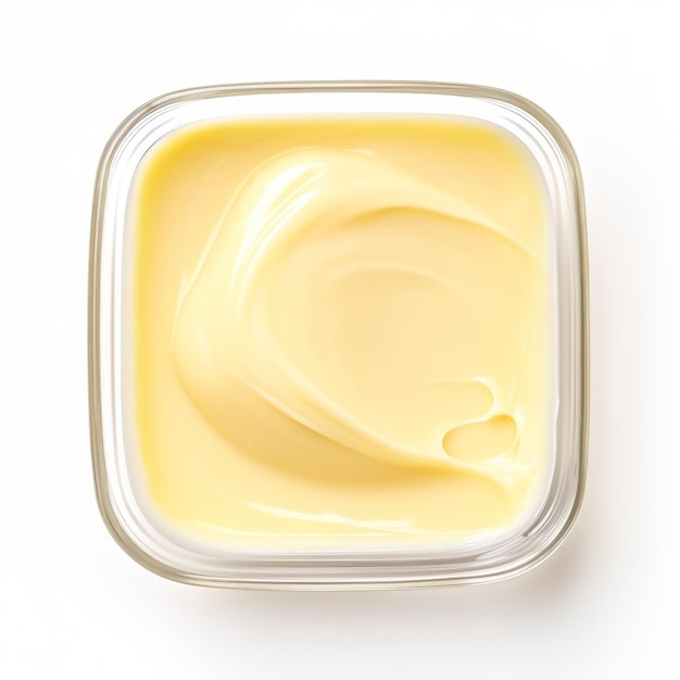 Butter softened top view isolated on white background