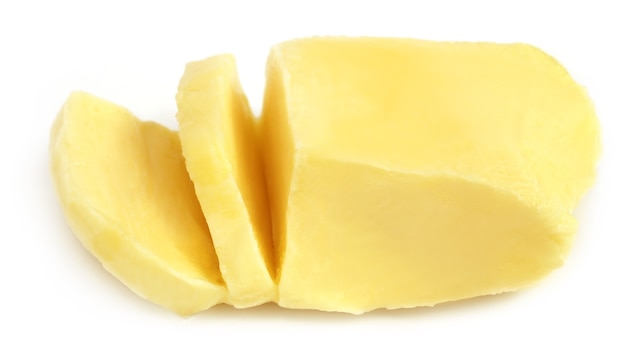 Butter over white background