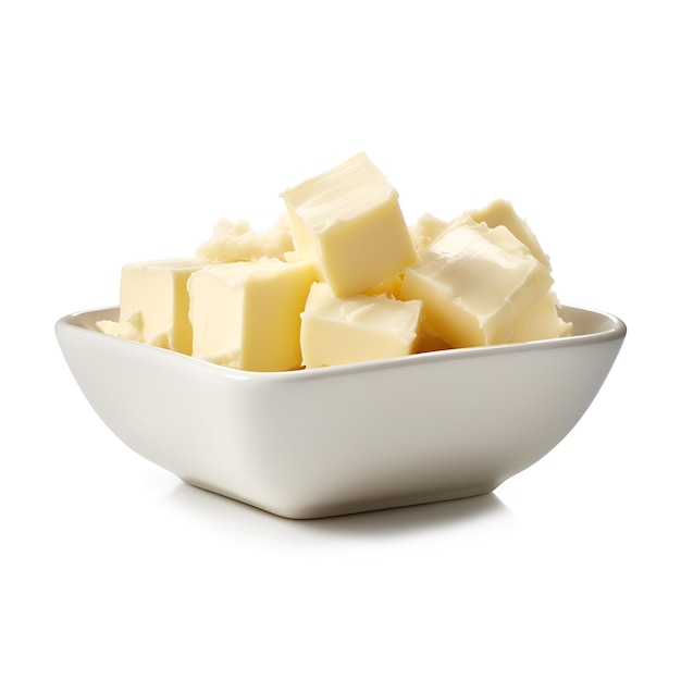 Butter in white plate on white backgrounds