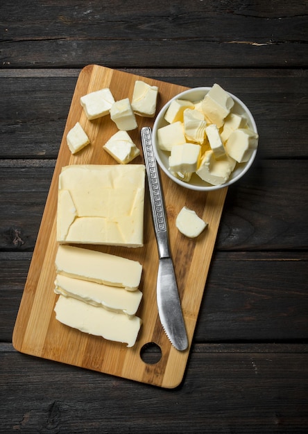 Butter on a wooden Board