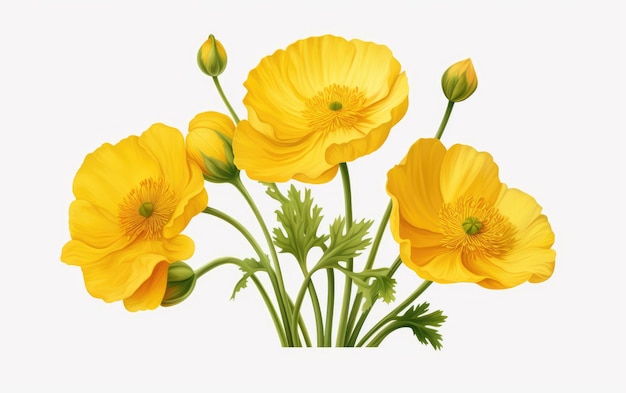 Photo buttercup beauty floral radiance unveiled on white or png transparent background