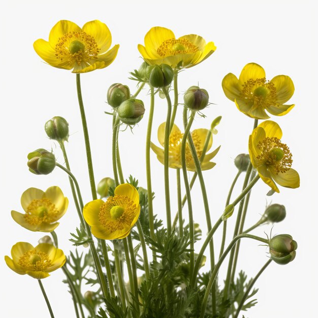 Photo buttercups hyper detailed very hight quality isolated ai generated illustration