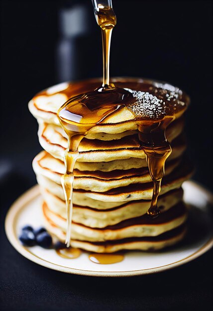 Buttered Pancakes with syrup