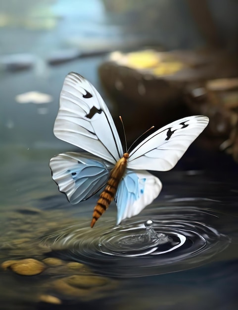 Butterflie flying in the riverroseskyhill