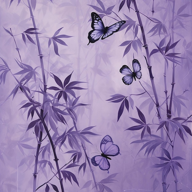 Butterflies in a bamboo tree painting