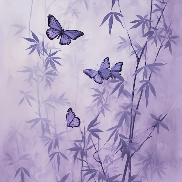 butterflies in a bamboo tree painting