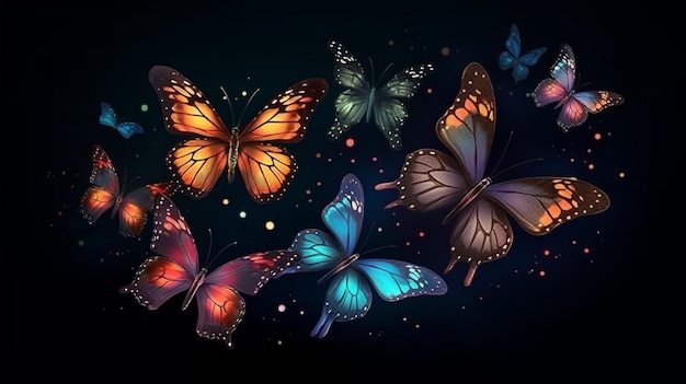 Butterflies in the dark wallpapersgenerative ai