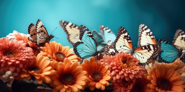 Butterflies on a flower arrangement