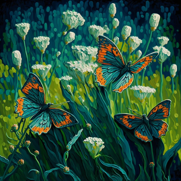 Butterflies In a Flower Field