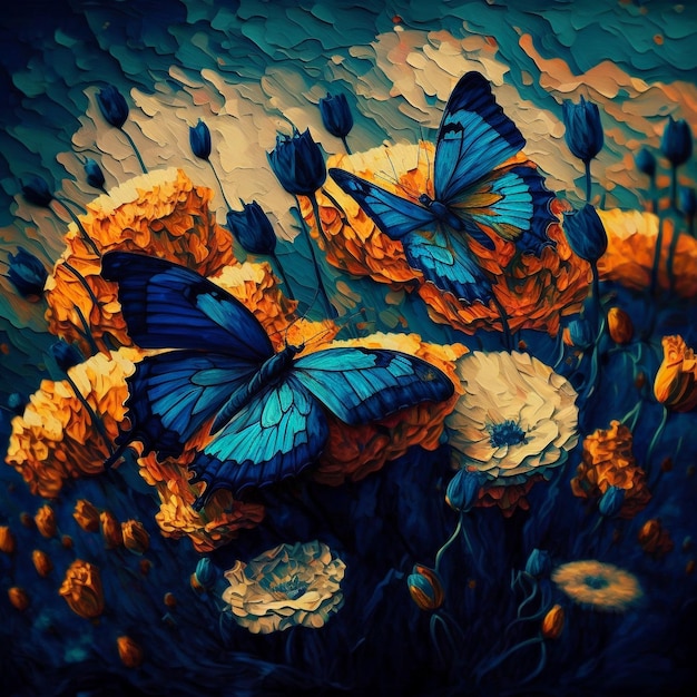 Butterflies In a Flower Field