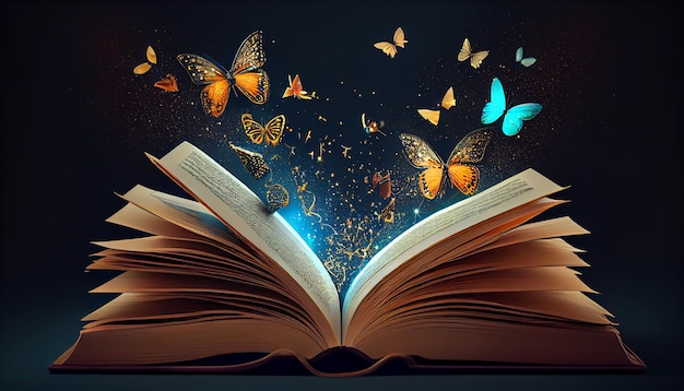 Butterflies fly out of the book Generative AI
