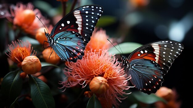 butterflies flying in the rain with beautiful backgrounds