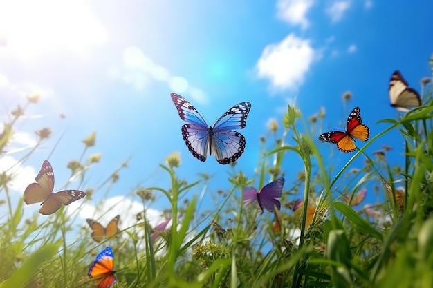 Butterflies flying in the sky wallpapers