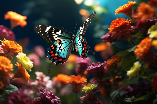 Butterflies landing on flowers