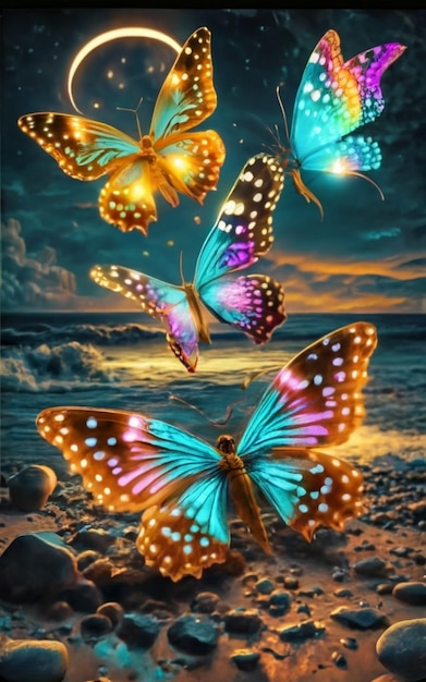 Foto farfalle di colori neon