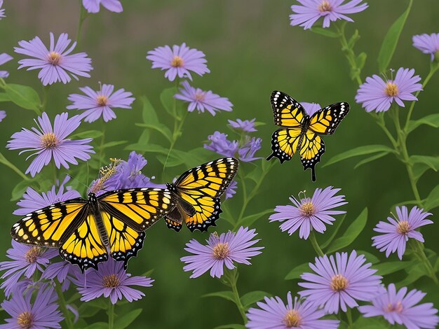 写真 春の花の蝶