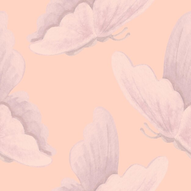 Photo butterflies peach seamless pattern watercolor flying insect spring summer hand drawn illustration