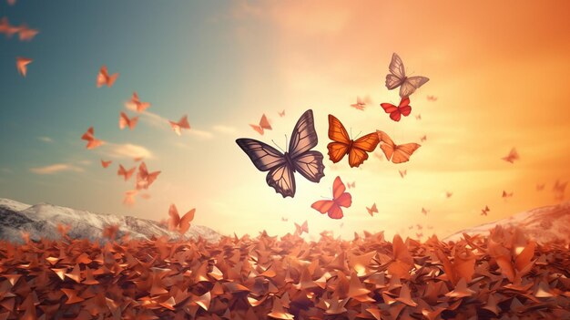 butterflies in the sky with butterfly