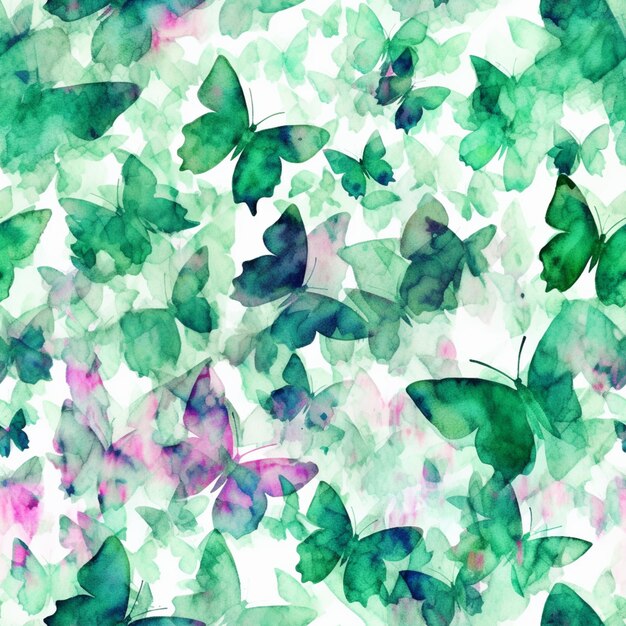 Photo butterflies in a watercolor painting style on a white background generative ai