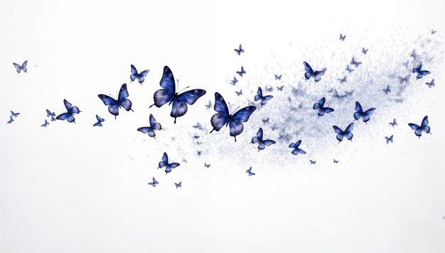 Foto farfalle su uno sfondo bianco a forma di onda