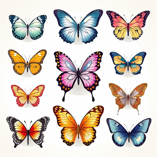 Photo butterflies on white background