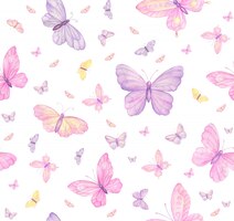 Butterflies on white seamless pattern
