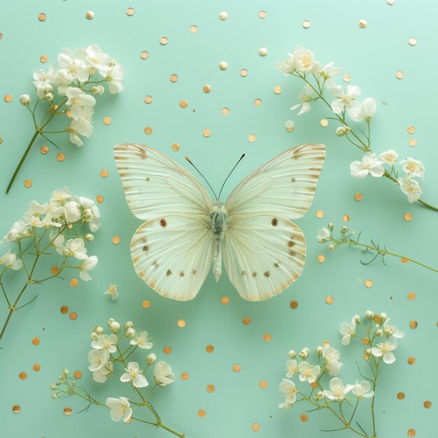 butterflies with flowers decorative background