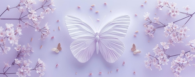 butterflies with flowers decorative background