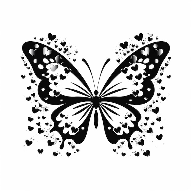 Photo butterflies with hearts and hearts in the wings of the butterfly generative ai