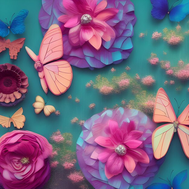 Абстрактный фон бабочки с множеством различных бабочек случайных элементов рисунка дизайна обоев фотографий