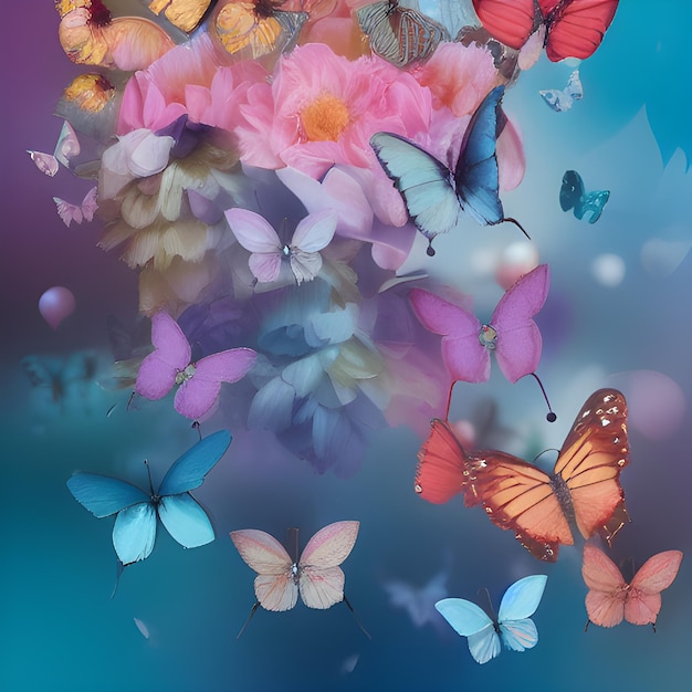 Butterfly abstract background with lot of different butterfly random element pattern design wallpaper photos