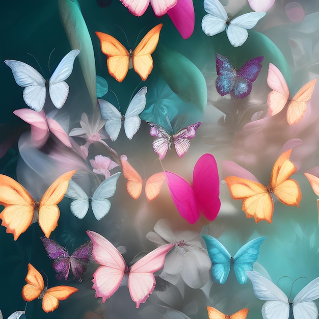 Butterfly abstract background with lot of different butterfly random element pattern design