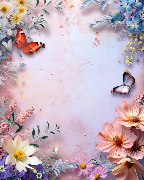 Photo butterfly background with a piece of paper and colorful design