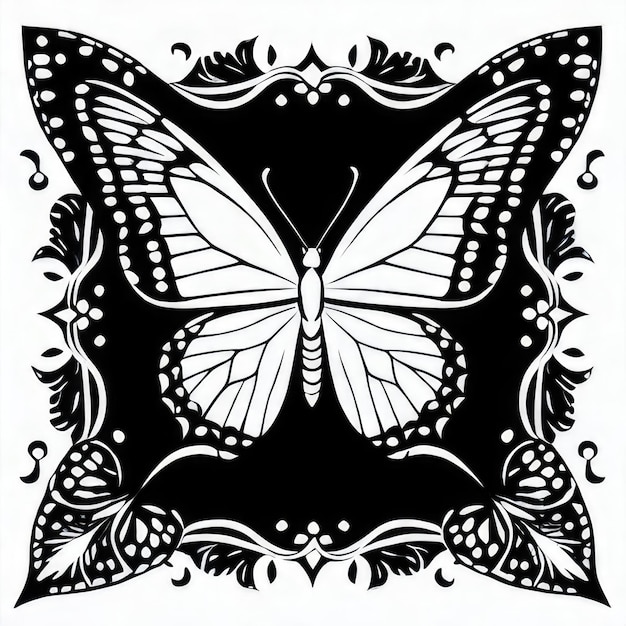 Butterfly on a black and white background vector illustration